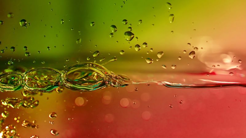 splash, water, bubbles, gradient, multicolored, 4k