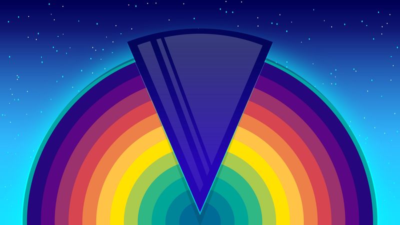 triangle, circle, colorful, rainbow, line, 4k