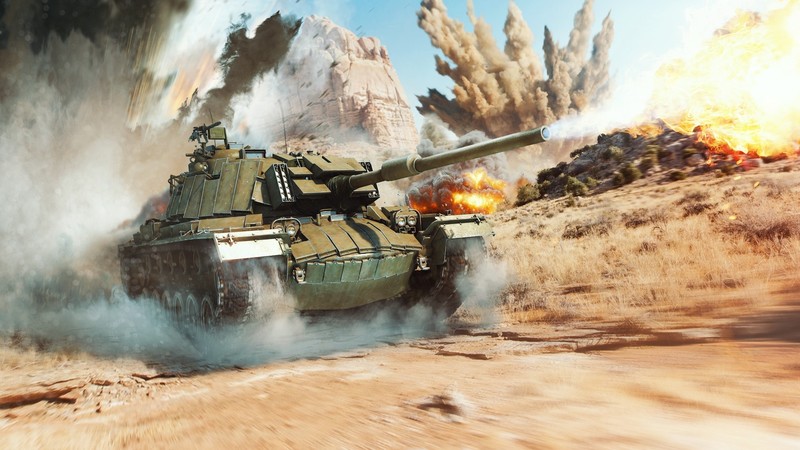 video games, video game art, digital art, War Thunder, military, military vehicle, military aircraft, explosion, tank, war, battle, desert