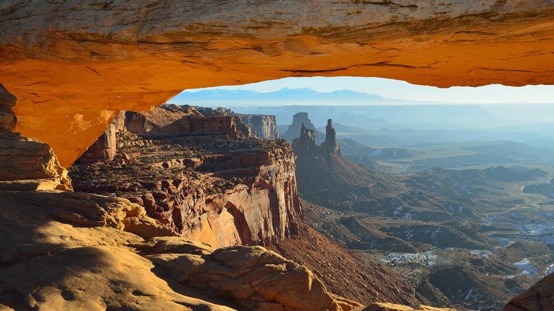 nature, landscape, rocks, mountains, canyon, cave, mist, Canyonlands National Park, Utah, USA