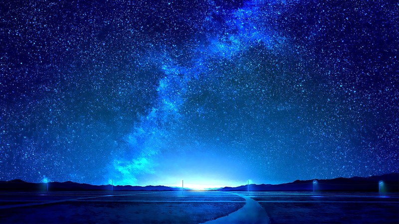 artwork, galaxy, space, bridge, road, night