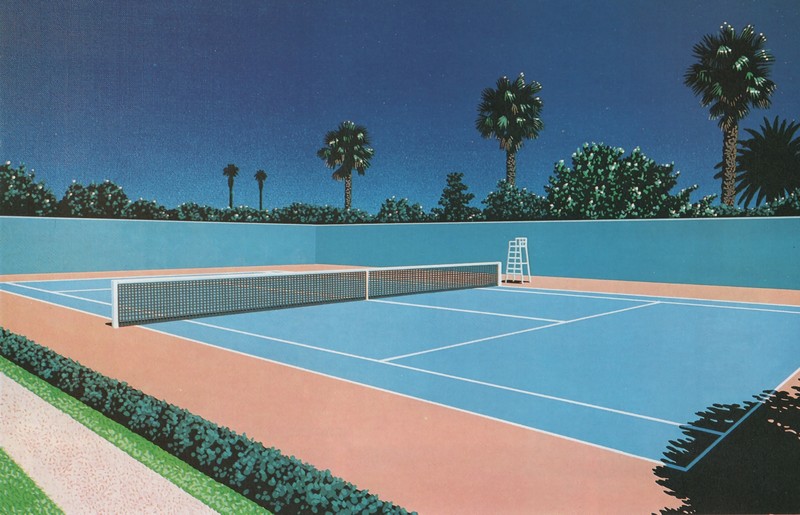 painting, Retrowave, 1980s, tennis court