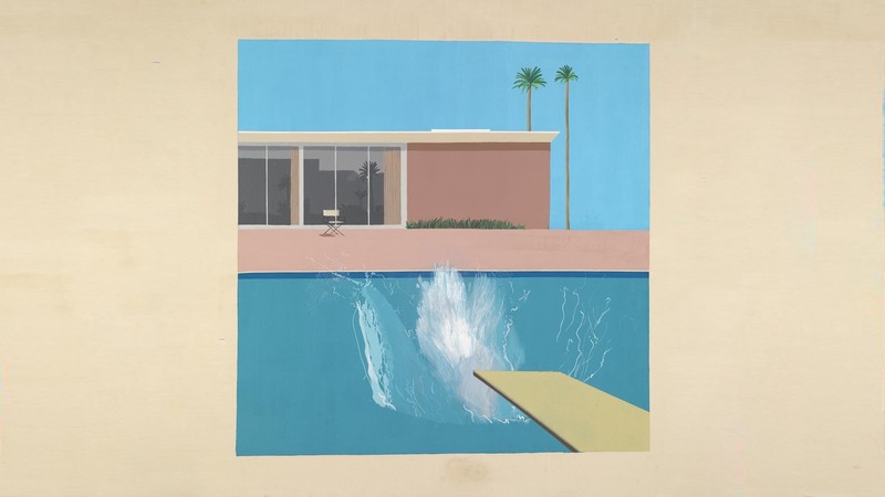 painting, Retrowave, 1980s, david hockney, A Bigger Splash