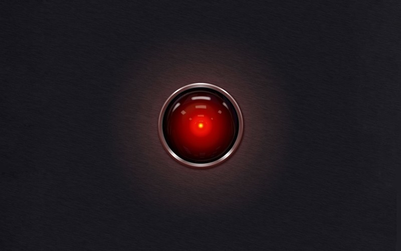 HAL 9000, digital art, gray background, computer, Stanley Kubrick