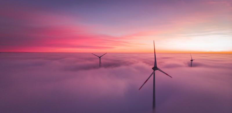 clouds, horizon, wind-powered, sun rays, atmosphere, windmill