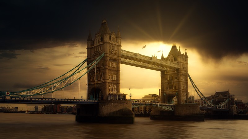 England, London, River Thames, river, bridge, sunrise, sunset, city, UK