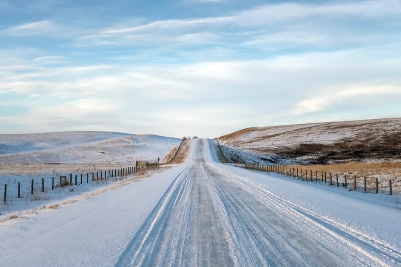 road, landscape, sky, winter, ice, cold