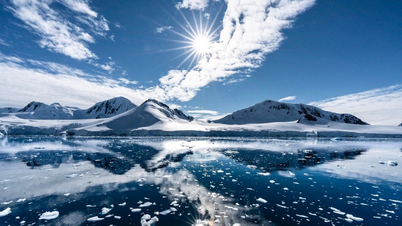 landscape, mountains, snow, lake