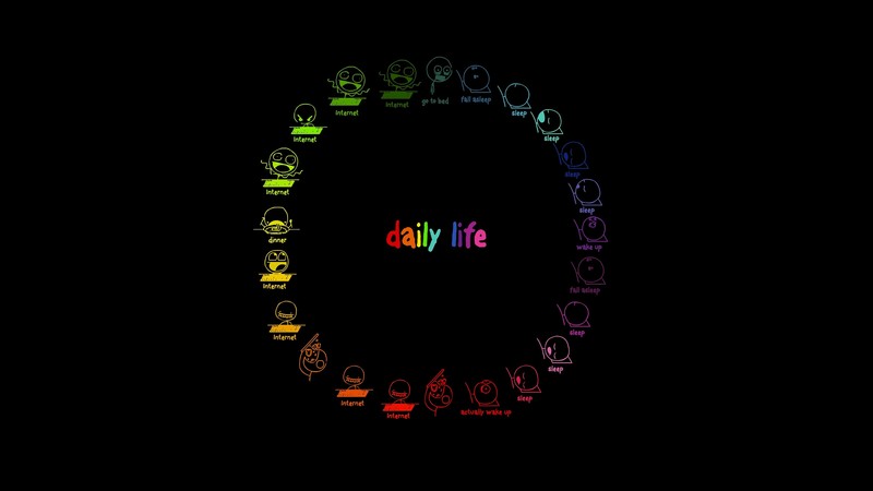 minimalism, computer, internet, colorful, life, circle, black background