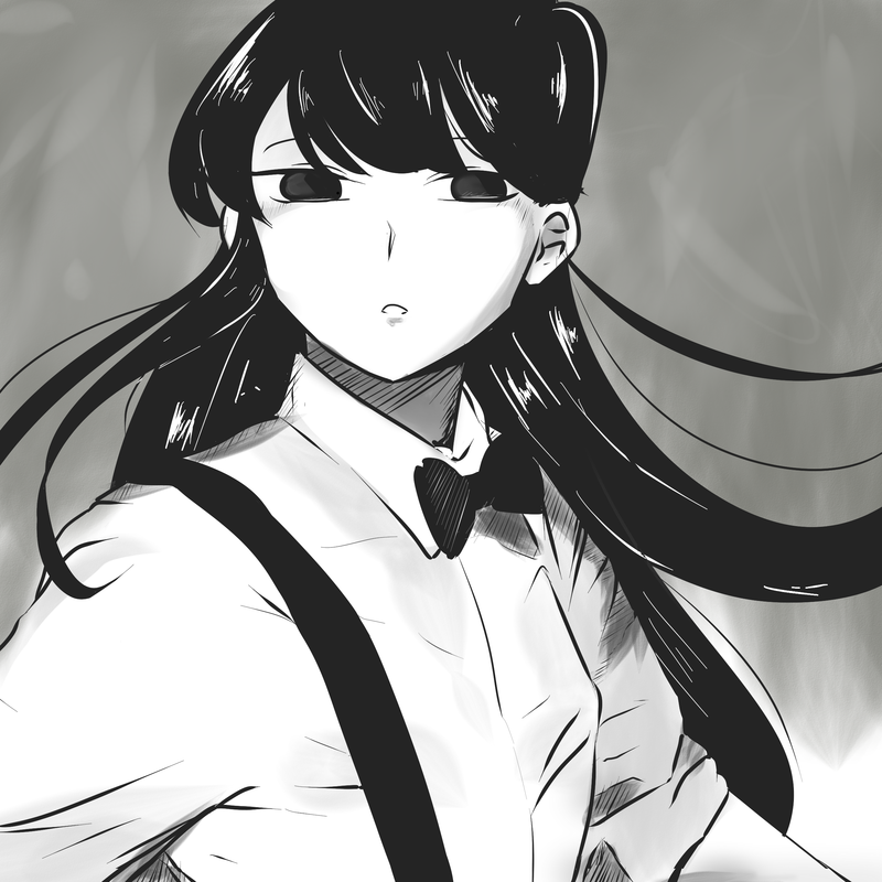Komi-san wa, Comyushou desu., parody, plastic love, Mariya Takeuchi, J-pop, anime girls, monochrome, 80s, small boobs, long hair, 2D, looking at viewer, black hair, black eyes, Komi Shouko, crossover, fan art