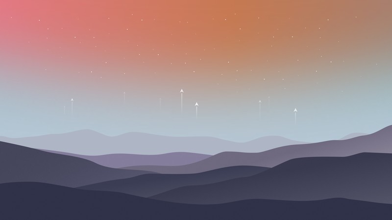 artwork, minimalism, stars, mountains, mist, simple