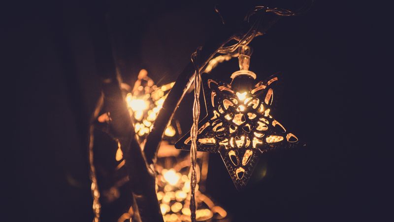 star, decoration, light, garland, 4k