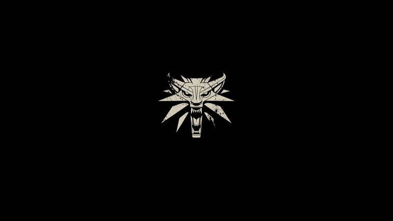 minimalism, simple background, black background, logo, wolf, The Witcher, video games, blood spatter, paint splatter, The Witcher 3: Wild Hunt, frontal view