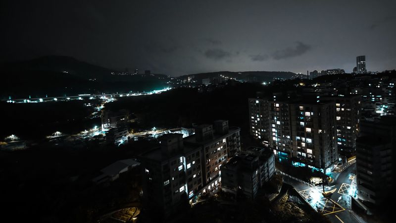 night city, city lights, aerial view, buildings, night, 4k