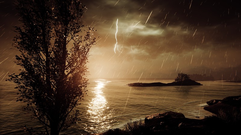 Assassins Creed: Odyssey, screen shot, Video Game Landscape, rain, lightning