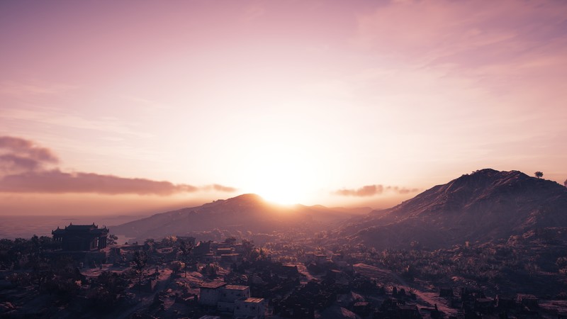 Assassins Creed: Odyssey, screen shot, Video Game Landscape, sunset