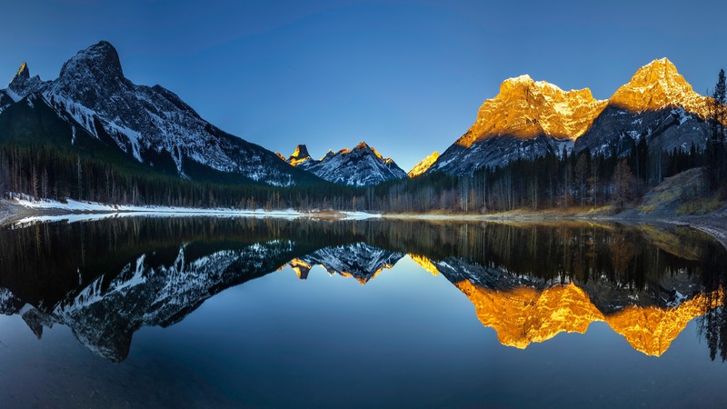 landscape, lake, sky, water, mountains, trees