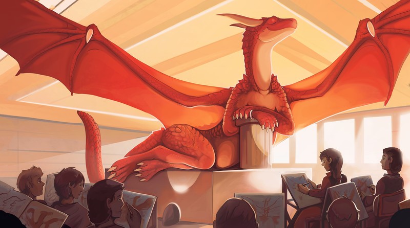 digital art, dragon, red, painting, humor