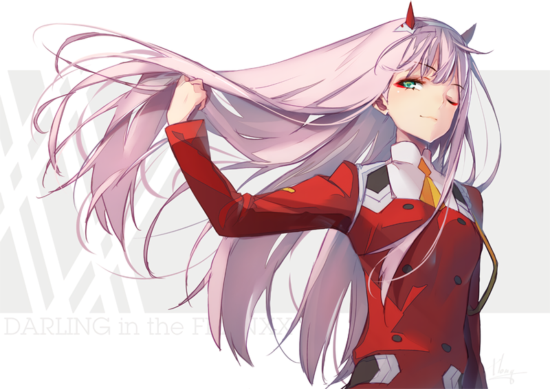 Darling in the FranXX, Zero, Zero Two (Darling in the FranXX), Code:002, pink hair, uniform, horns, anime