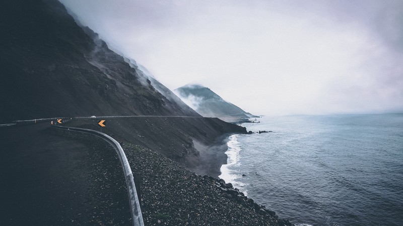 nature, landscape, mountains, sea, mist, road, beach, Seattle