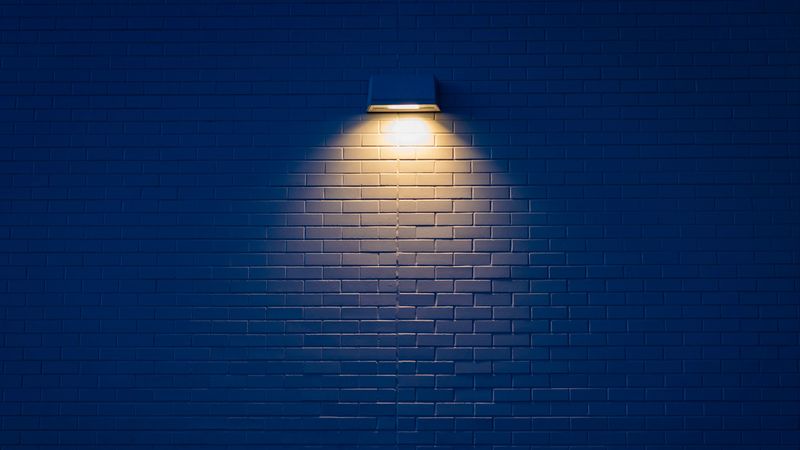 lamp, wall, brick, light, lighting, 4k
