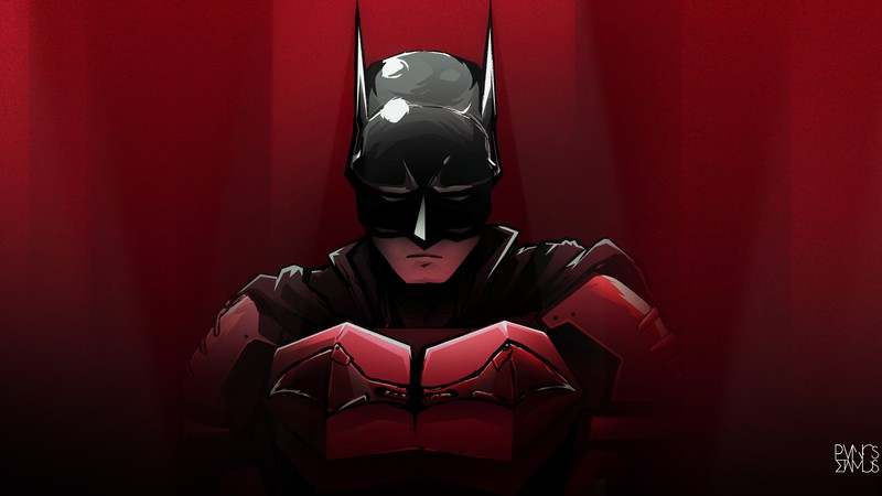 Batman, Batman Eternal, artwork, PanosStamo, digital art, red, frontal view