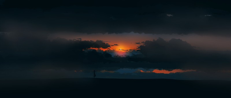 digital, illustration, landscape, artwork, sunset, minimalism, desert, dark, drawing, nature, environment, solo, fantasy art, women