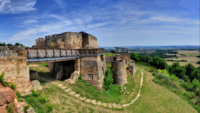 castle, ruins, clear sky, clouds, England