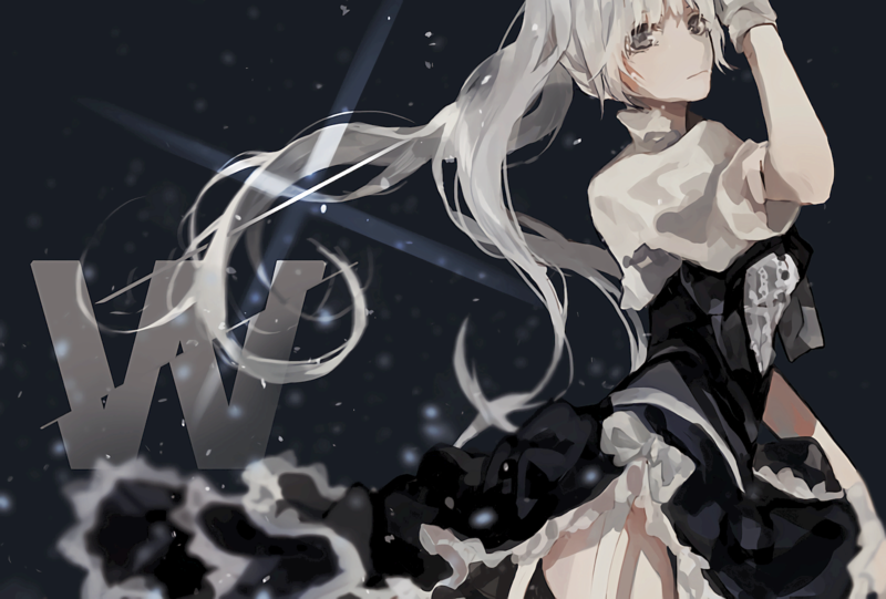 RWBY, anime, anime girls, digital art, artwork, fan art, Weiss Schnee, white hair, skirt, ice, pigtails, long hair
