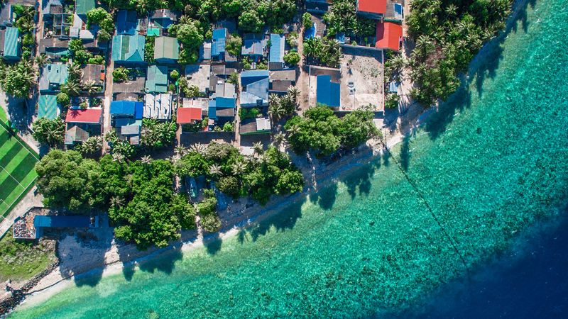 city, buildings, coast, aerial view, 4k