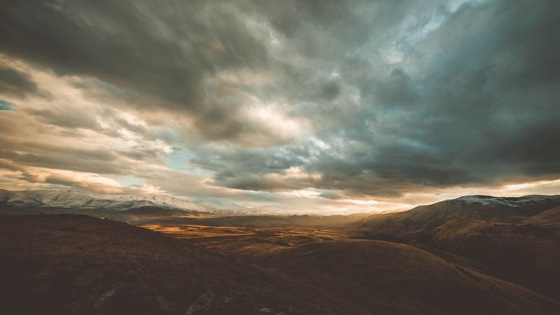 mountains, sky, clouds, landscape, armenia, 4k