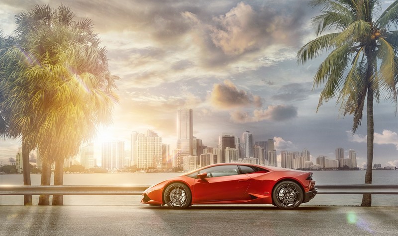 Lamborghini Huracan, Lamborghini, red, city, supercars