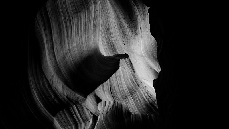canyon, bw, layers, dark, darkness, 4k