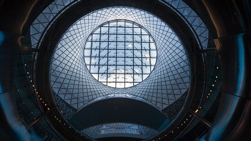 window, sky, clouds, bottom view, subway, Manhattan, New York City, USA, architecture