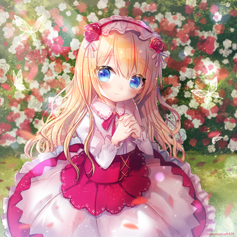 anime, anime girls, original characters, rose, blonde