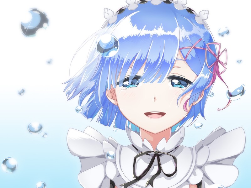 Rem (Re: Zero), Re:Zero Kara Hajimeru Isekai Seikatsu, blue hair, tears, anime