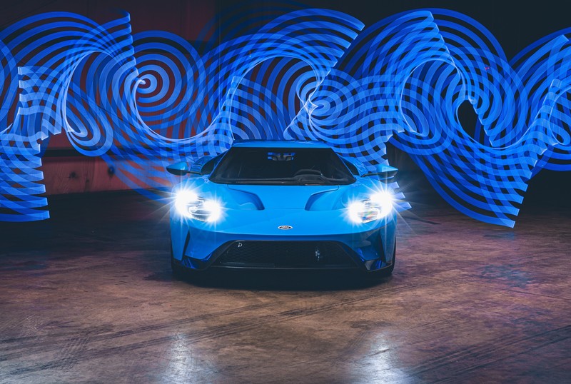 Ford, Ford GT 2017, Ford GT, Ford GT Riviera Blue, blue, supercars, frontal view