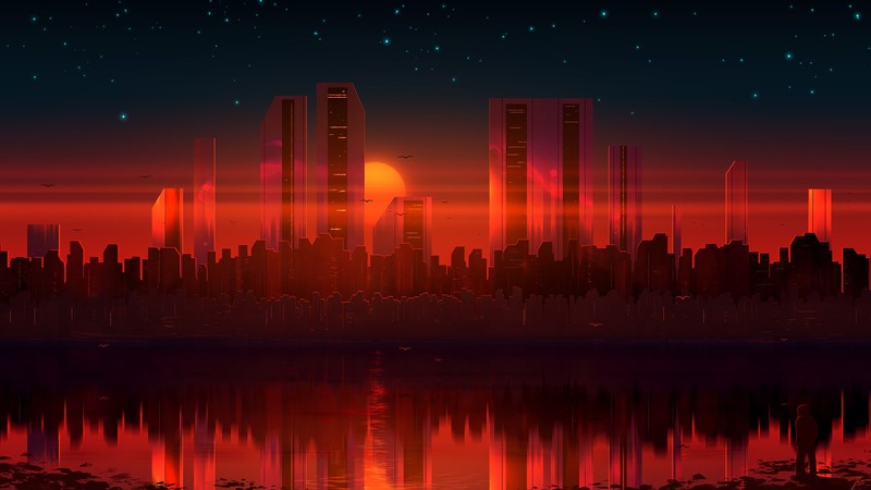 cityscape, reflection, sunset, JoeyJazz
