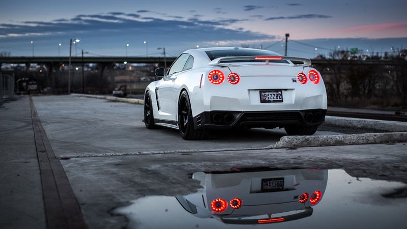 Nissan GT-R, sports car, white