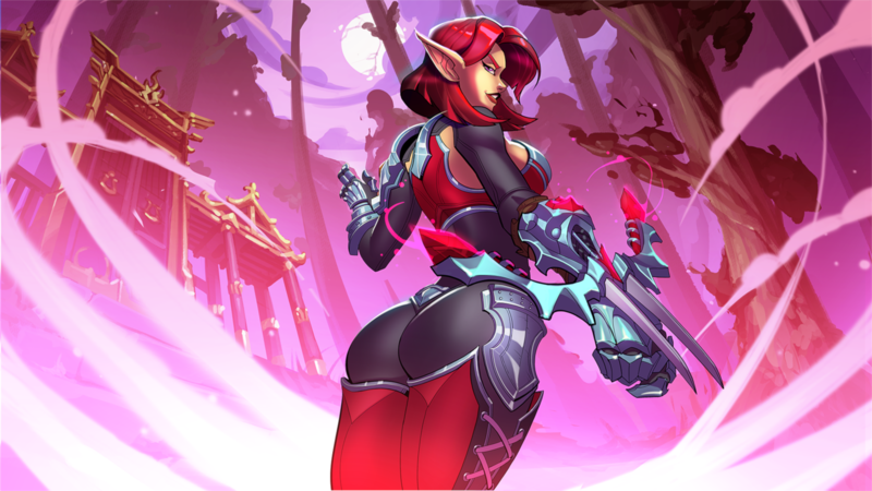 video game art, video games, digital art, Paladins: Champions of the Realm, video game girls, Skye (Paladins), red, ass