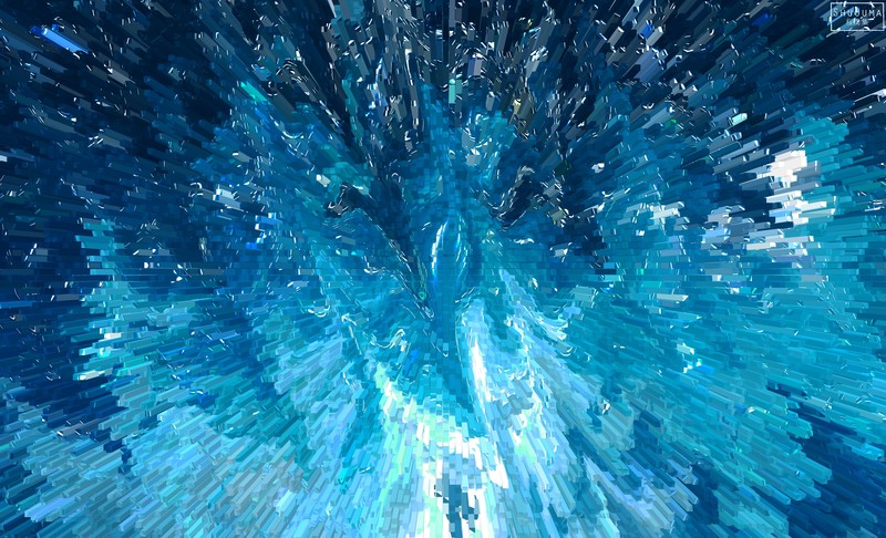 abstract, 3D, digital art, shapes, blue, turquise