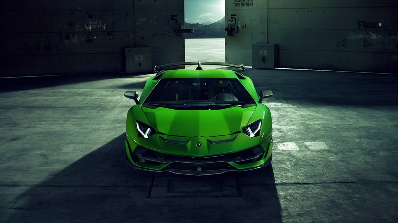 Lamborghini Aventador SVJ, car, vehicle, supercars, hangar, Novitec, frontal view