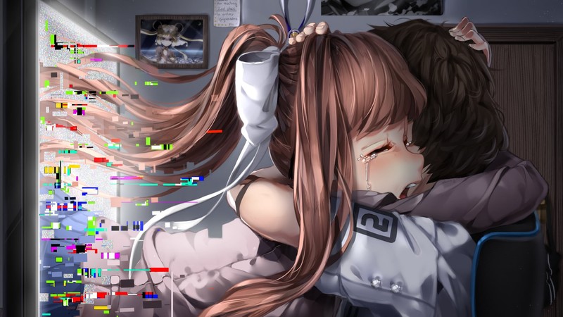 anime girls, anime, Male, Doki Doki Literature Club, love, crying, Monika (Doki Doki Literature Club), glitch art