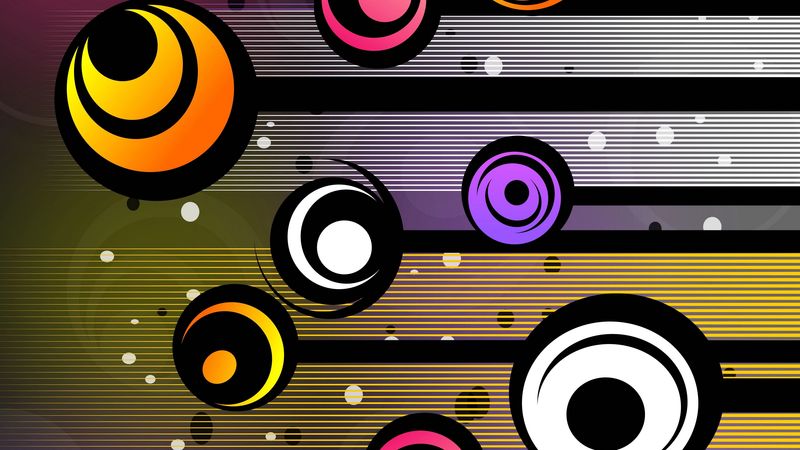 circles, patterns, colorful, lines, 4k