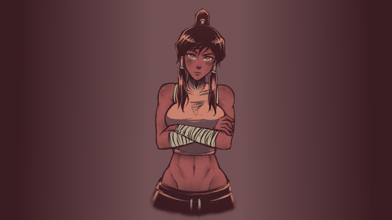 Korra, The Legend of Korra, bare midriff, simple background