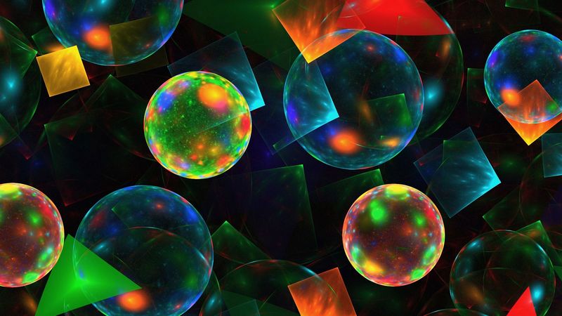 balls, triangles, shape, colorful, 4k