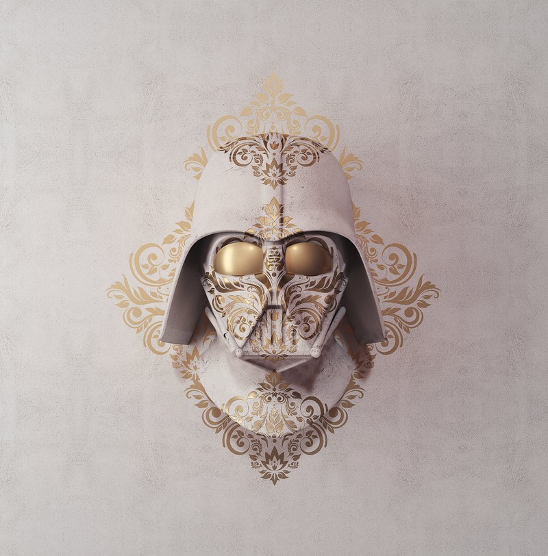 billelis, white, gold, Star Wars, Darth Vader