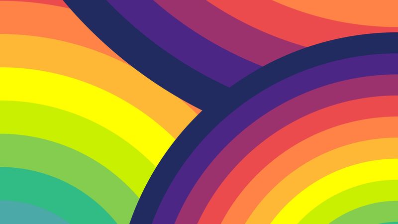 circles, colorful, rainbow, arc, 4k