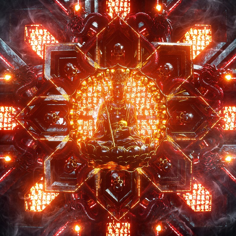 billelis, dark, religion, death, skull, gold, red