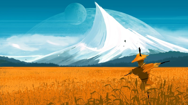 JoeyJazz, nature, scarecrows, space art